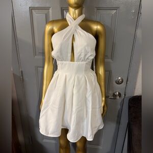 DO+BE White Cross-Halter Mini Dress